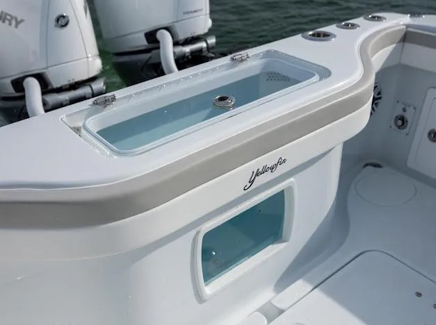  Yacht Photos Pics 2025 Yellowfin 34 Offshore boat with livewell and dual outboard motors.