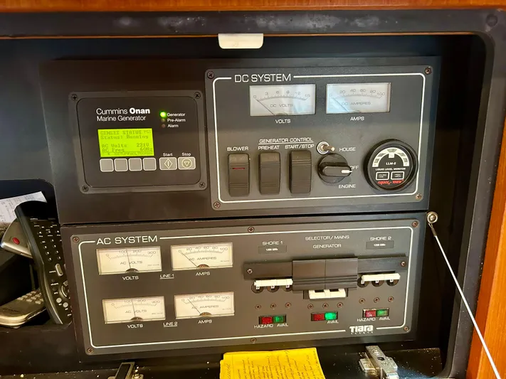 2006 Tiara 3600 Open @ Cancun Yacht Photos Pics Electrical control panel on a 2006 Tiara Yachts 3600 Open boat.