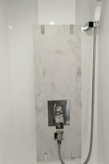 Be As You Are Xl Yacht Photos Pics Modern shower panel in 2017 Prestige 680 Flybridge yacht bathroom.