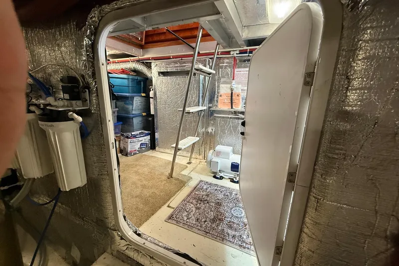  Yacht Photos Pics Interior of a 2003 Navigator 53 yacht, featuring storage and equipment.