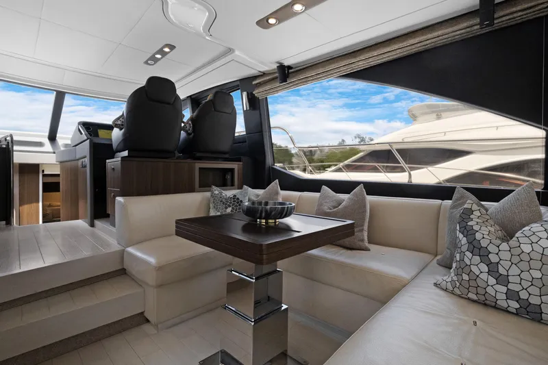  Yacht Photos Pics Luxurious interior of 2019 Azimut 50 Fly yacht with elegant seating and modern design.