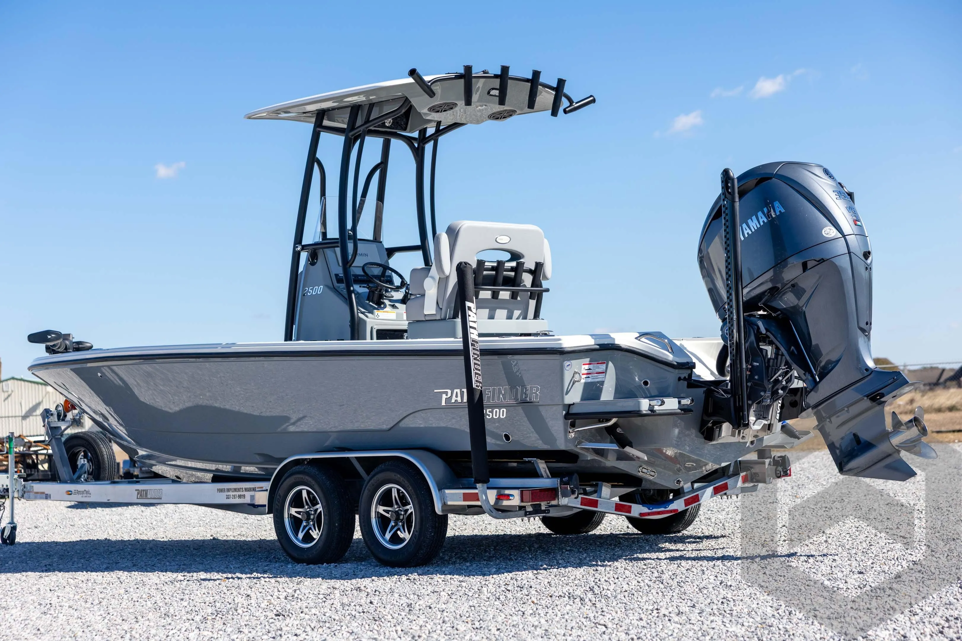 2026 Pathfinder 2500 Hybrid boat on trailer with Yamaha outboard motor.