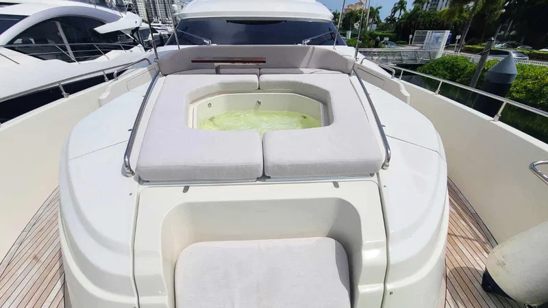 Golden 3 Yacht Photos Pics Luxury yacht Dominator 800 (2015) with deck jacuzzi and seating area.