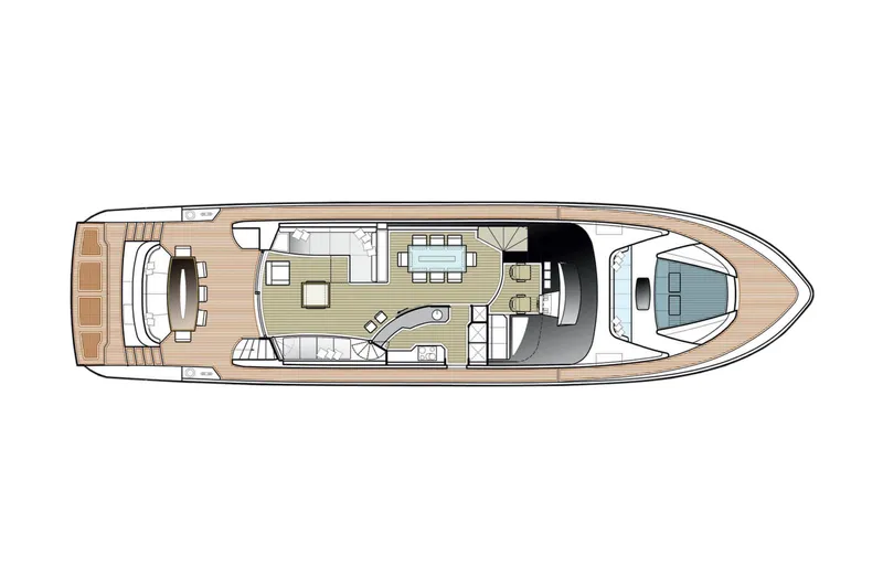 Golden 3 Yacht Photos Pics Top view layout of 2015 Dominator 800 yacht interior design.