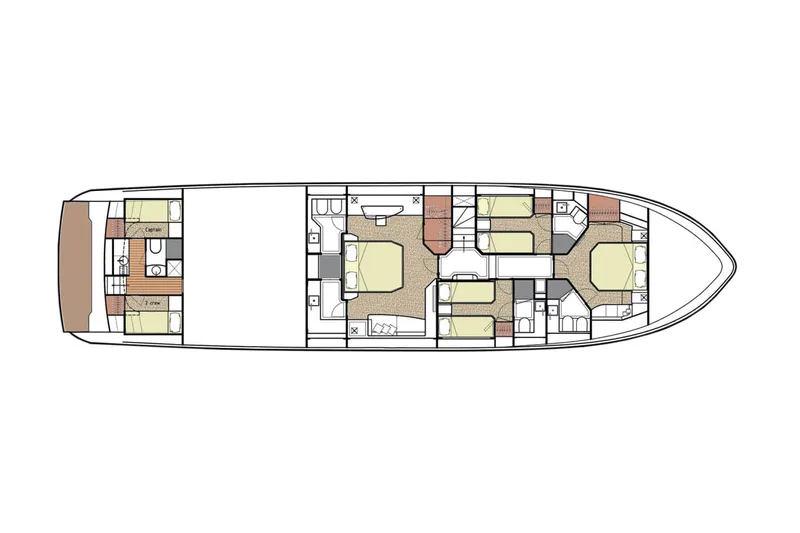 Golden 3 Yacht Photos Pics Floor plan of 2015 Dominator 800 yacht, showcasing cabin and layout design.