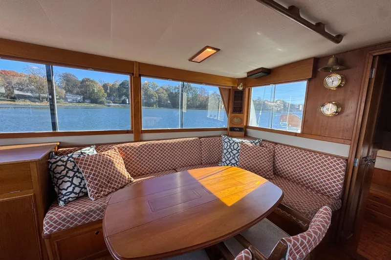  Yacht Photos Pics Interior of 1988 Grand Banks 42 Classic yacht with scenic water view.