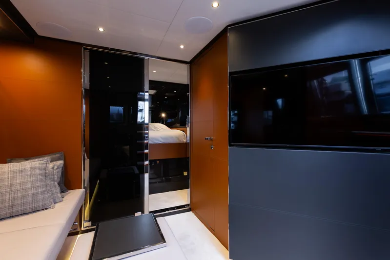  Yacht Photos Pics Luxurious interior of 2022 Riva Dolceriva yacht, featuring modern design and elegant furnishings.