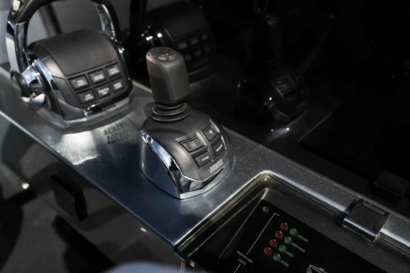  Yacht Photos Pics Control panel of 2022 Riva Dolceriva yacht with joystick and buttons.