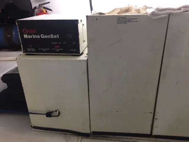 Tiramisu Yacht Photos Pics Onan Marine GenSet in 1996 Viking 47 Convertible engine room.