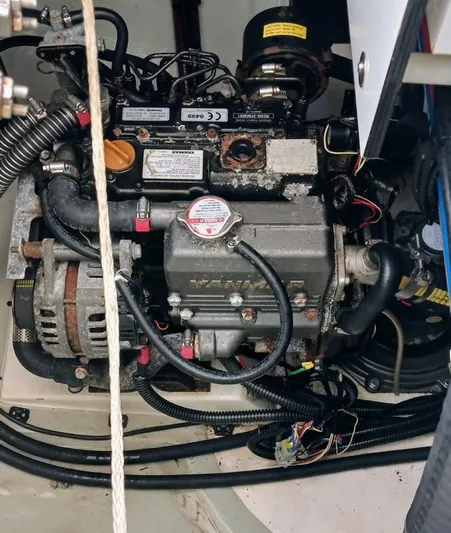 Bendigo Yacht Photos Pics Engine compartment of a 2021 Leopard 40, showcasing mechanical components and wiring.