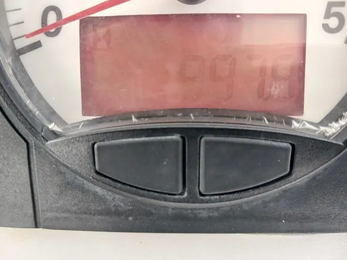 Bendigo Yacht Photos Pics Close-up of a Leopard 40 boat's dashboard gauge, displaying numbers.