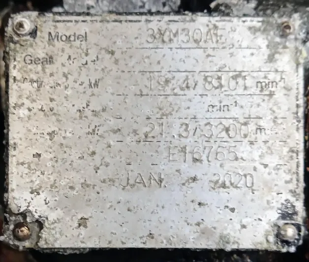 Bendigo Yacht Photos Pics Weathered metal plate with model and technical specifications, dated January 2020.