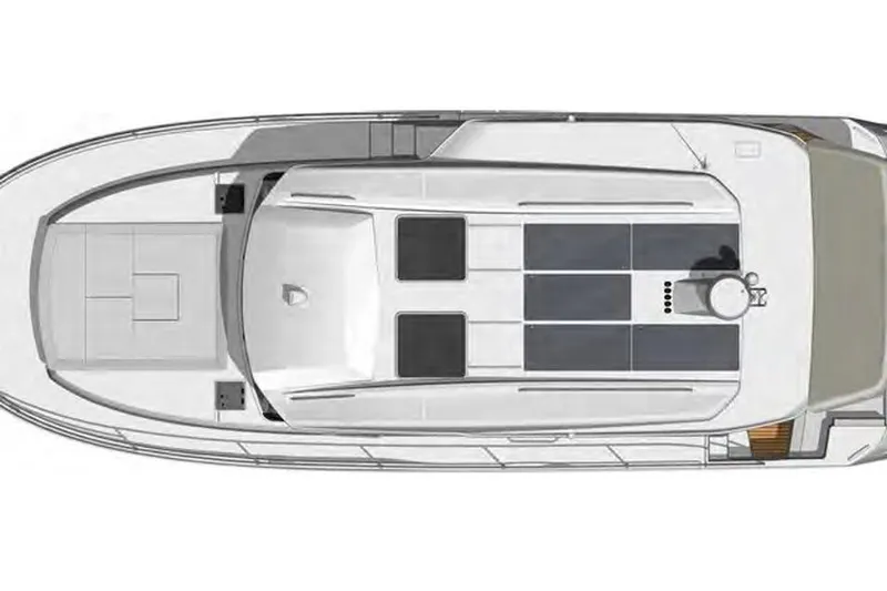 Fret Knot Yacht Photos Pics Top view of 2024 Beneteau Swift Trawler 41 Sedan, showcasing sleek design and spacious deck.