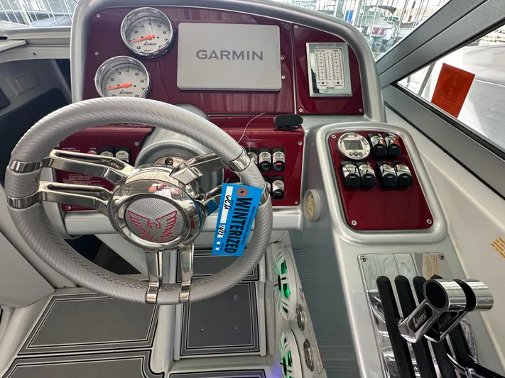  Yacht Photos Pics 2008 Formula 353 FASTech boat dashboard with Garmin navigation and sleek controls.