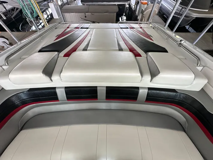  Yacht Photos Pics 2008 Formula 353 FASTech boat interior with sleek white, black, and red upholstery design.