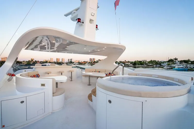 True North Yacht Photos Pics Luxurious 2011 Hargrave Tri Deck yacht with spacious outdoor seating and jacuzzi.