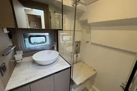 Luxurious bathroom in 2020 Prestige 420 yacht with modern fixtures and elegant design.