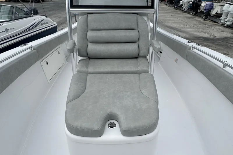  Yacht Photos Pics 2020 Sportsman Open 282TE Center Console with gray cushioned seating.