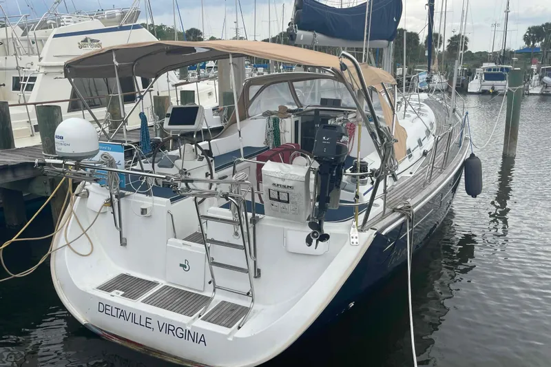 Tiramisu Yacht Photos Pics 2004 Beneteau Oceanis 473 sailboat docked in Deltaville, Virginia marina.