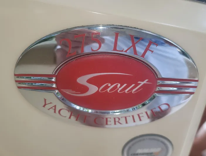  Yacht Photos Pics 2018 Scout 275 LXF yacht certified emblem, featuring a red and silver design.