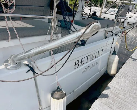 Betwixt Yacht Photos Pics Beneteau Oceanis 51.1 yacht docked, featuring "Betwixt" name and Montclair, NJ location.
