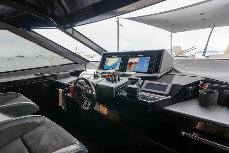 Matariki Yacht Photos Pics Luxurious 2014 Maori 78 yacht cockpit with advanced navigation systems and sleek design.