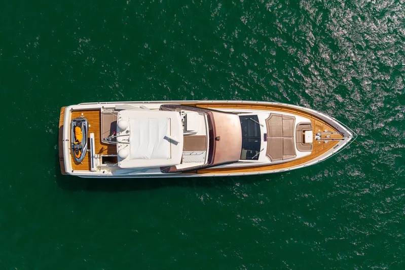 Papaito Yacht Photos Pics Aerial view of 2013 Ferretti Yachts 800 on open water.