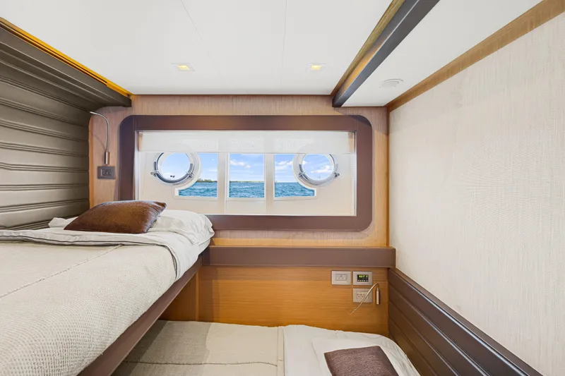 Papaito Yacht Photos Pics Luxurious cabin interior of 2013 Ferretti Yachts 800 with ocean view.