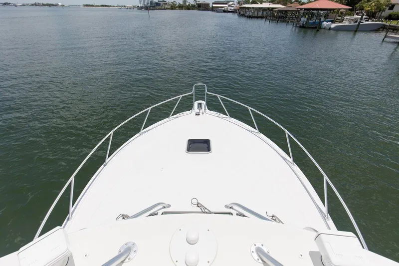 Tin Bender Yacht Photos Pics Bow view of 2009 Albemarle 360 XF boat on calm water.