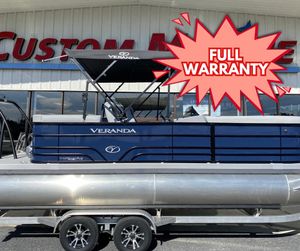 2023 Veranda Vista 20RC pontoon boat with full warranty displayed at dealership.