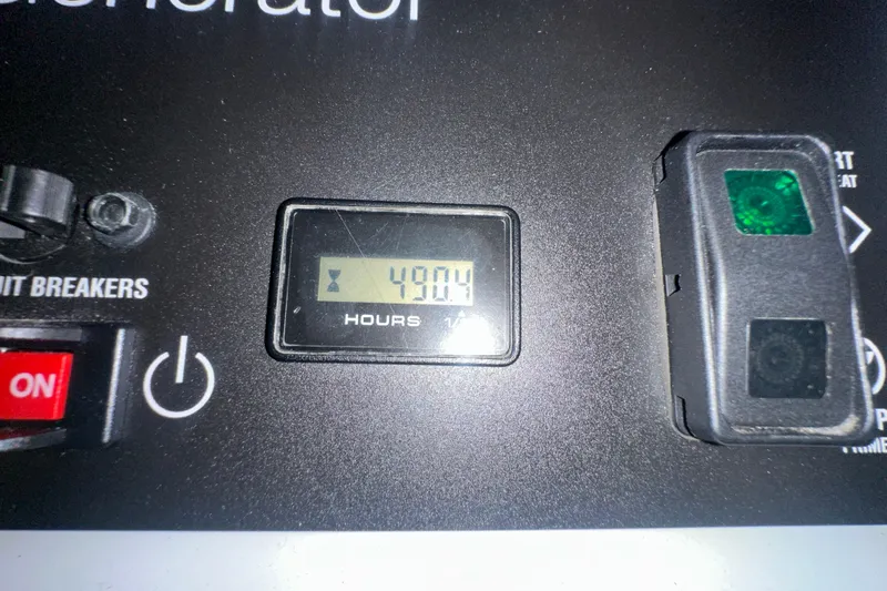  Yacht Photos Pics Control panel of a Prestige 500 S, 2013 model, showing 4900 hours usage.