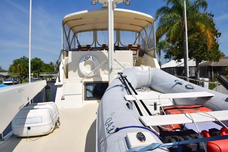 Qa3 Yacht Photos Pics Aft flybridge with steps up to helm deck.