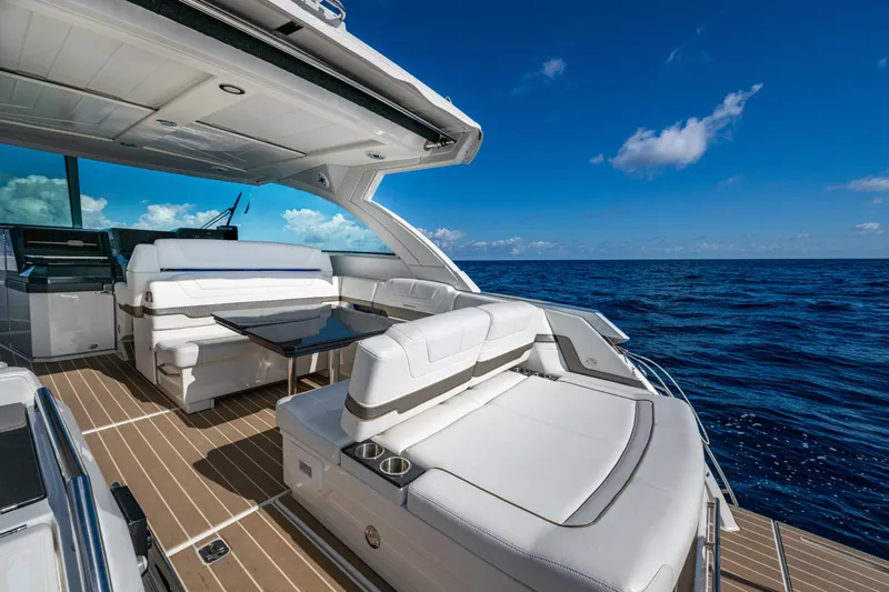  Yacht Photos Pics 2022 Formula 380 Super Sport Crossover OB yacht interior with ocean view.