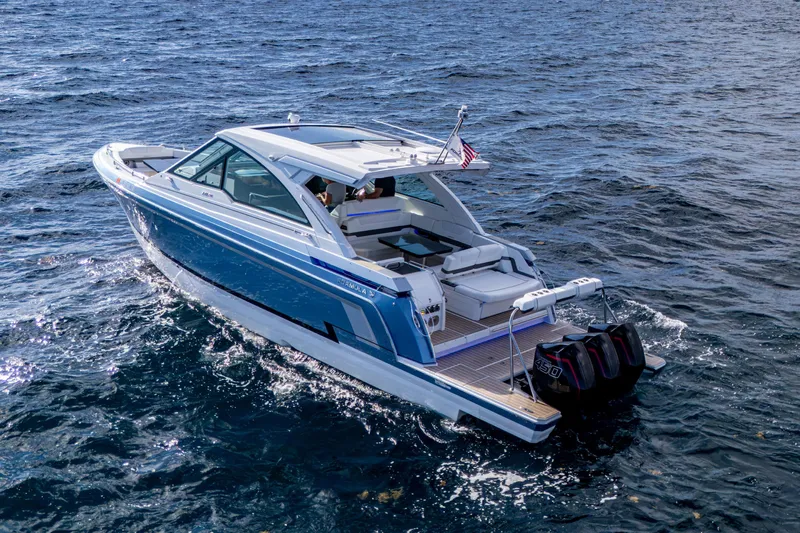  Yacht Photos Pics 2022 Formula 380 Super Sport Crossover OB cruising on open water.