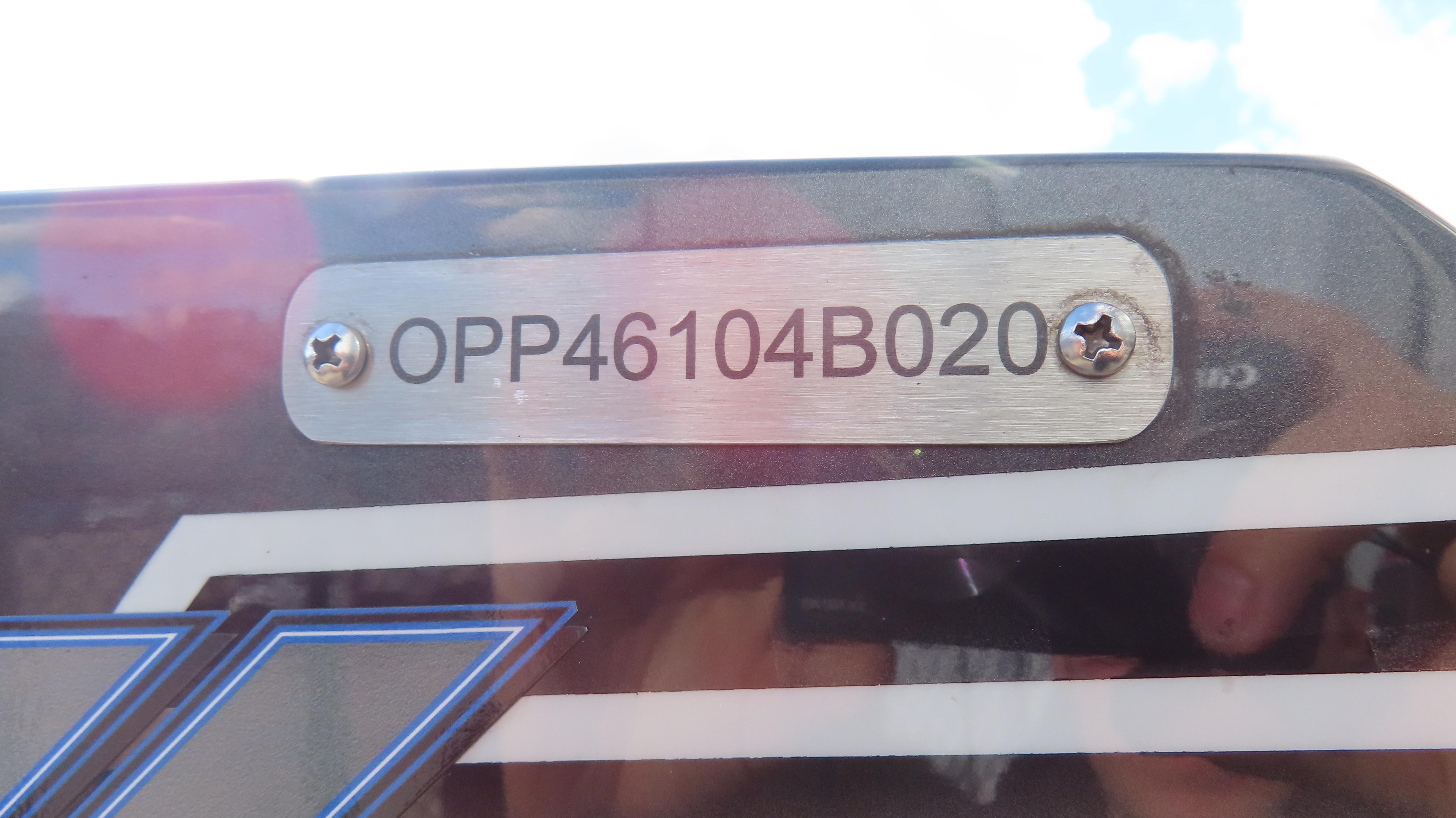 Hull identification number on a 2020 Outerlimits 46SC boat.