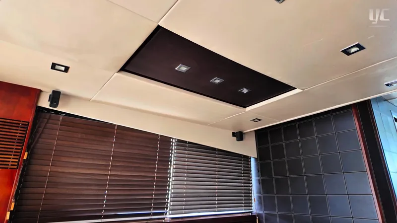 Phantom Yacht Photos Pics Interior ceiling and blinds of 2011 Sunseeker Manhattan 63 yacht, featuring modern design elements.
