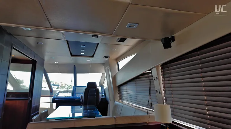 Phantom Yacht Photos Pics Interior of 2011 Sunseeker Manhattan 63 yacht with modern design and large windows.