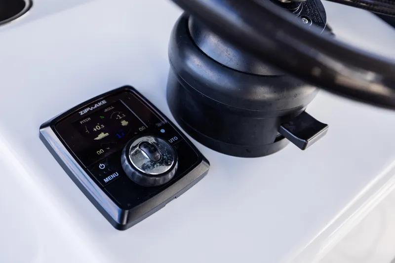  Yacht Photos Pics Control panel of a 2023 Freeman 47 boat with Zipwake system.