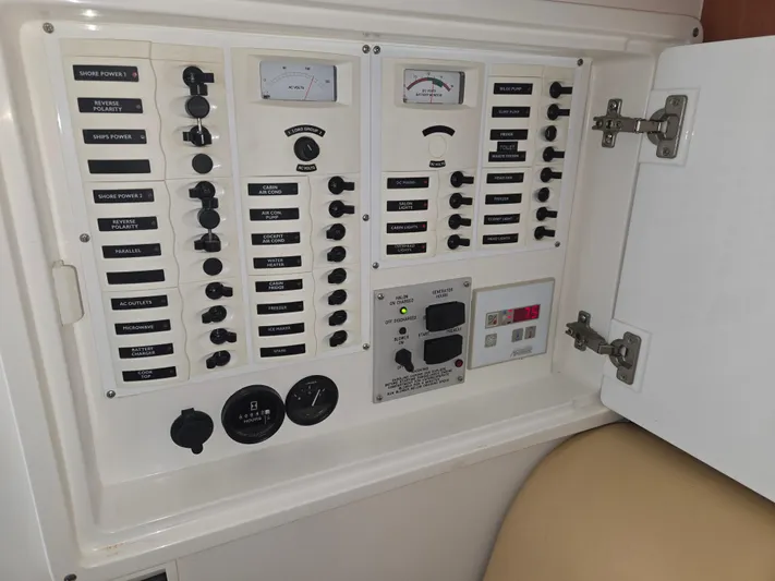  Yacht Photos Pics Electrical control panel on a 2002 Intrepid 377 Walkaround boat.