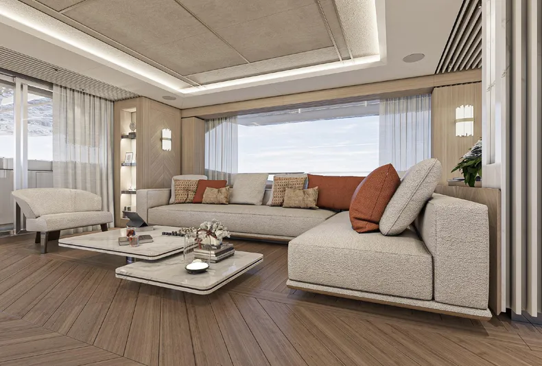 Numarine 45xp Yacht Photos Pics Luxurious interior of 2027 Numarine 45XP yacht with modern furnishings and elegant decor.