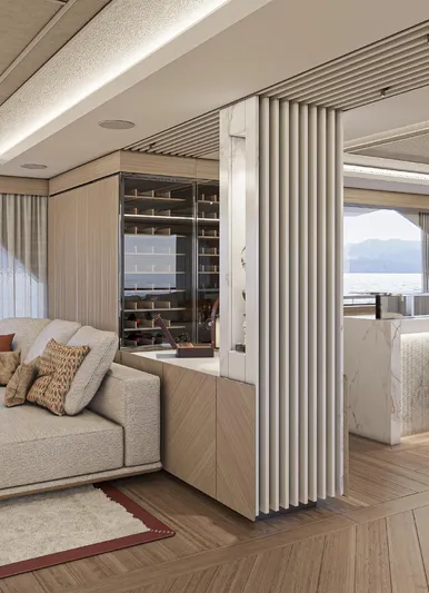 Numarine 45xp Yacht Photos Pics Luxurious interior of 2027 Numarine 45XP yacht with modern design and elegant furnishings.