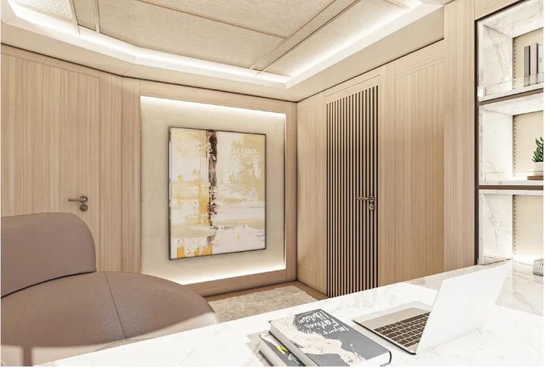 Numarine 45xp Yacht Photos Pics Luxurious interior of 2027 Numarine 45XP yacht with modern decor and elegant furnishings.