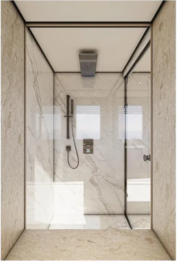 Numarine 45xp Yacht Photos Pics Luxurious marble shower in 2027 Numarine 45XP yacht, featuring modern fixtures and glass enclosure.