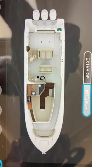  Yacht Photos Pics Top view of 2021 Boston Whaler 350 Realm boat layout, showcasing exterior and interior design.