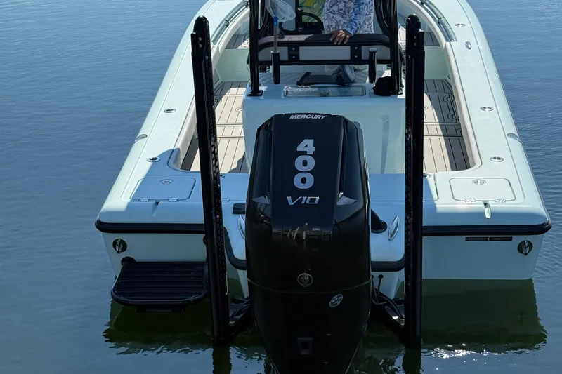 Island Time Yacht Photos Pics 2020 Barker Boatworks 26 with Mercury 400 V10 engine on calm water.