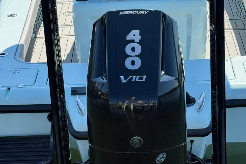 Island Time Yacht Photos Pics 2020 Barker Boatworks 26 with Mercury 400 V10 engine, rear view.