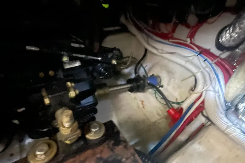  Yacht Photos Pics Engine compartment of 2002 Carver 346 Aft Cabin with visible wiring and components.