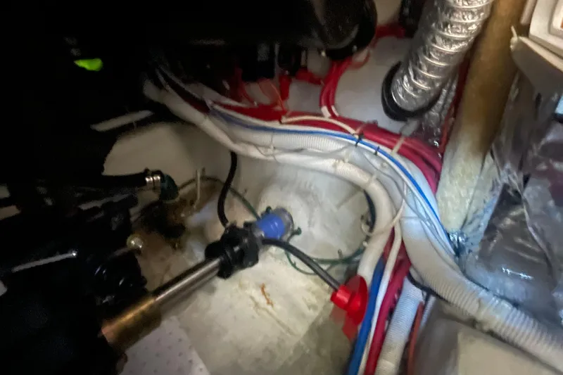  Yacht Photos Pics Engine room of a 2002 Carver 346 Aft Cabin with visible wiring and components.