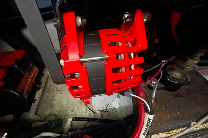  Yacht Photos Pics Red alternator in a 2002 Carver 346 Aft Cabin engine compartment.