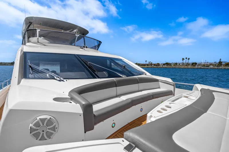  Yacht Photos Pics 2014 Sunseeker 75 Yacht with spacious deck seating and ocean view.